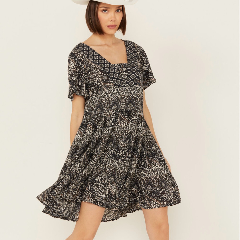Bila 77 Brand Blue Paisley Western Boho Sun Dress